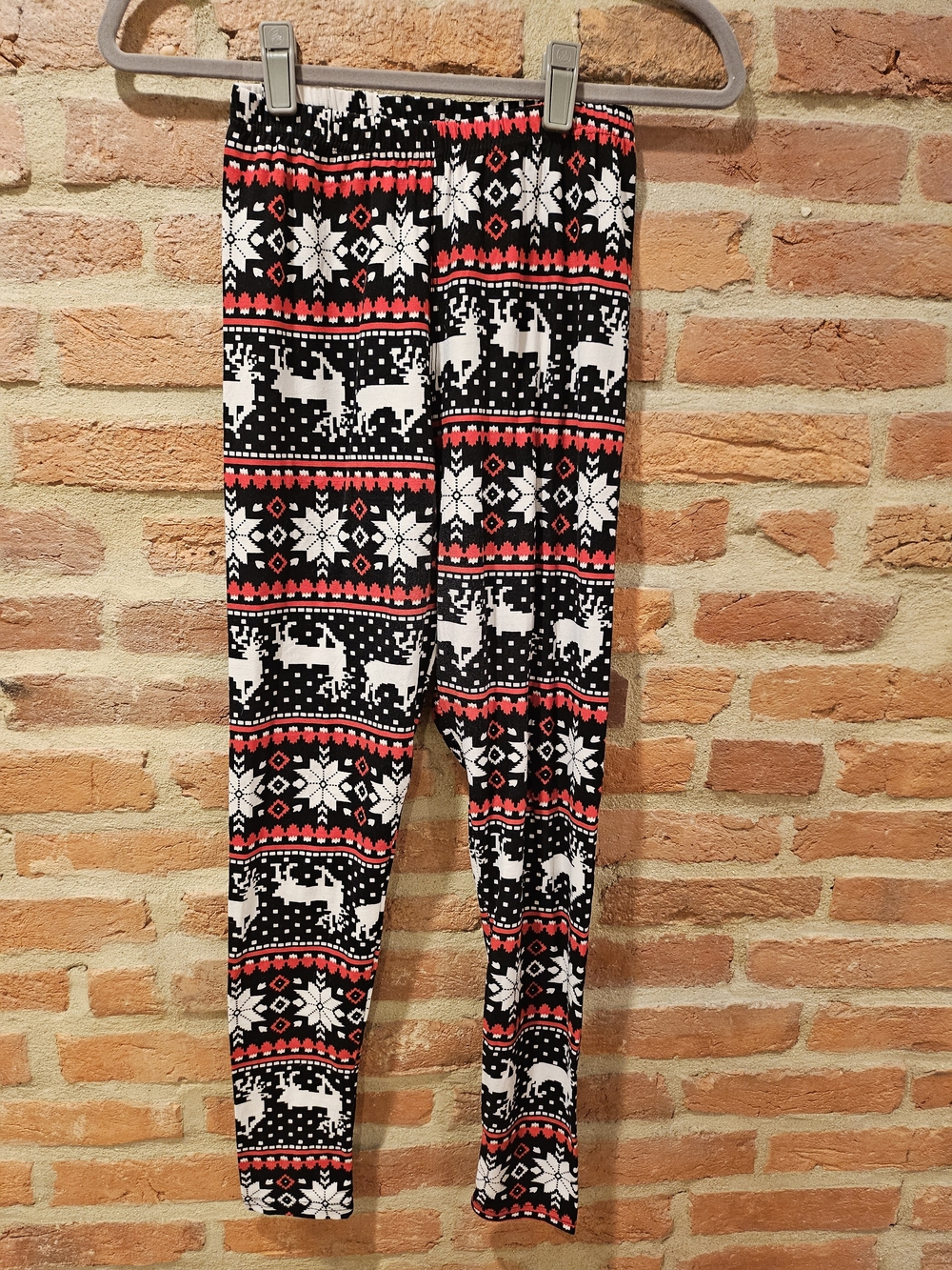 Holiday Reindeer Leggings - Black, White & Red